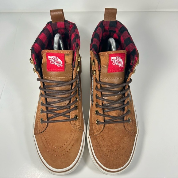 Vans SK8 Hi MTE Mens 7.5 Women’s 9 Scotchguard Brown Plaid Skate Hiking Shoes - Picture 8 of 15
